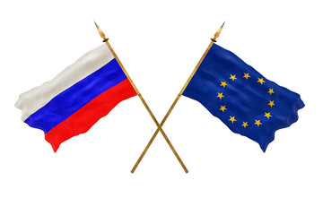 Background for designers. National Day. 3D model National flags  of Russia and Europe