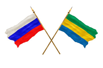Background for designers. National Day. 3D model National flags  of Russia and Gabon