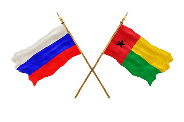Background for designers. National Day. 3D model National flags  of Russia and Guinea-Bissau