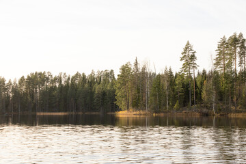 Late autumn lake view in Eastern Finland