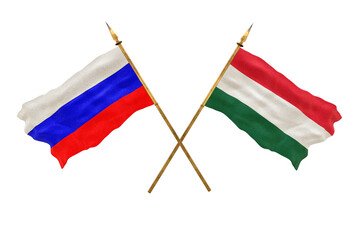 Background for designers. National Day. 3D model National flags  of Russia and Hungary