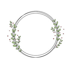 Round frame with flowers. Floral background with place for your text