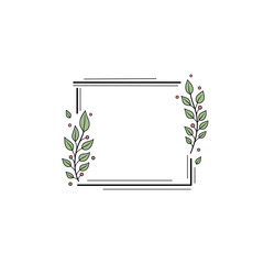 Square frame with flowers. Floral background with place for your text