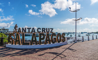 The harbor of "Santa Cruz", the largest island of the Galapagos Islands