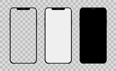 Mockup Iphone 10, 10s, 11, 11pro, and new iphone 12, 12pro, 12. 13, 13 pro max. Mobile Phone mockup. Smartphone screen white black and transparent. Smartphone mockup collection.