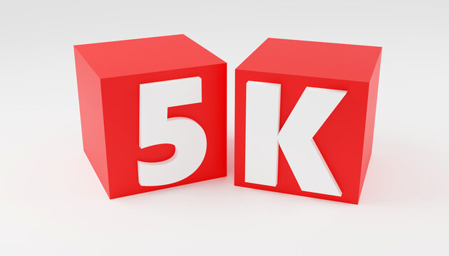 Sign 5k online internet media blog followers 3D render illustration