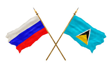 Background for designers. National Day. 3D model National flags  of Russia and Saint Lucia