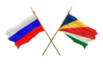 Background for designers. National Day. 3D model National flags  of Russia and Seychelles