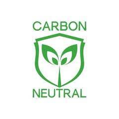 Carbon neutral shield. Zero carbon sign. Carbon emissions free icon isolated on white background