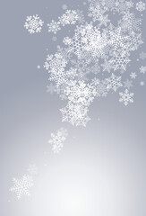 White Snowfall Vector Gray Background. Sky Gray