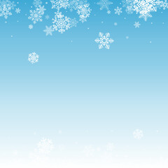 White Snowfall Vector Blue Background. Xmas Gray