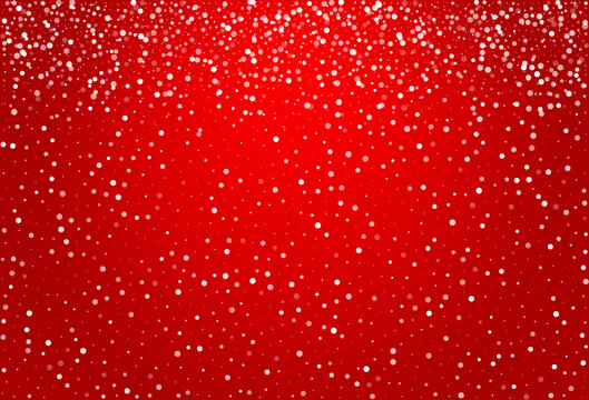 Silver Snowflake Vector Red Background. magic