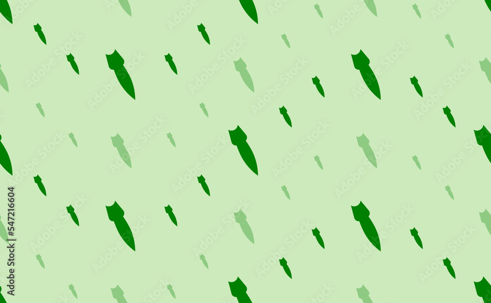 Poster seamless pattern of large and small green falling rocket symbols. the elements are arranged in a wav