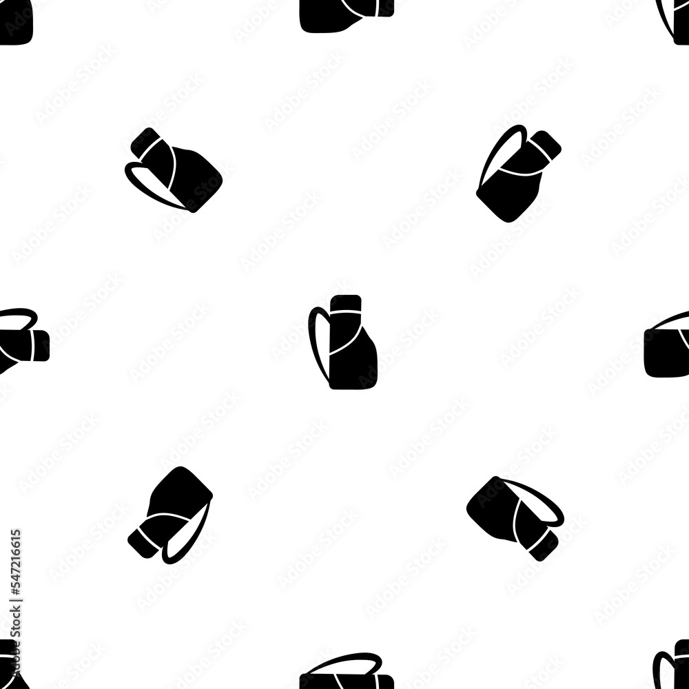 Poster seamless pattern of repeated black travel backpack symbols. elements are evenly spaced and some are 