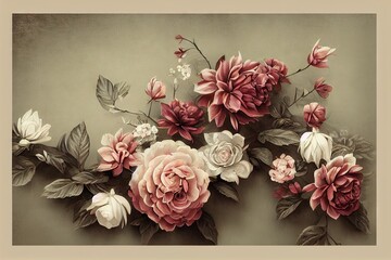 Artificial rose flower vintage wallpaper background Generative AI