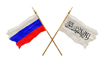 Background for designers. National Day. 3D model National flags  of Russia and Taliban