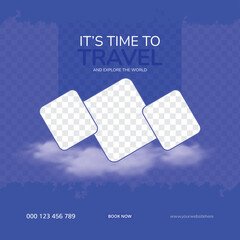 Travel and tourism tour instagram post banner or social media post template