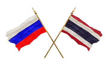 Background for designers. National Day. 3D model National flags  of Russia and Thailand