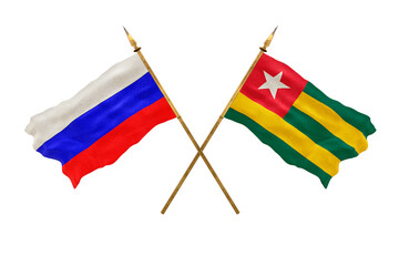 Background for designers. National Day. 3D model National flags  of Russia and Togo