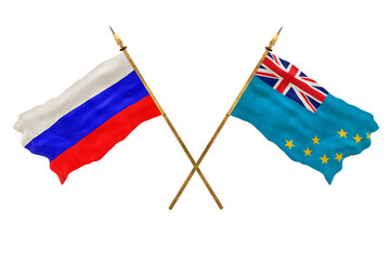 Background for designers. National Day. 3D model National flags  of Russia and Tuvalu