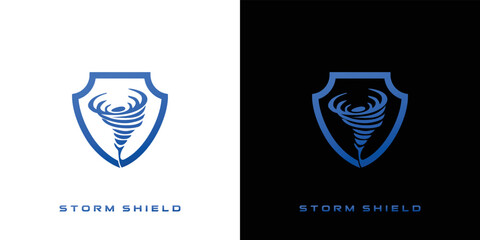 Modern and simple storm shield logo design