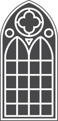 Church medieval window. Old gothic style architecture element. Glyph illustration 
