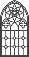 Fototapeta premium Church medieval window. Old gothic style architecture element. Outline illustration 