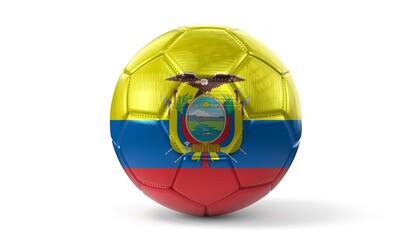 Obraz premium Soccer ball with national flag of Ecuador - 3D illustration