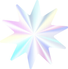 Holographic sticker. Silver label gradient stamp. Metal texture badge. Iridescent rainbow foil in different star shape. Neon emblem.
