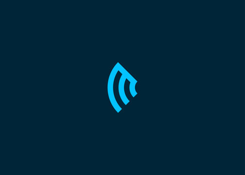 m letter with wifi logo design vector illustration template