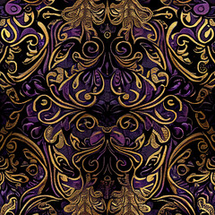 Purple and Gold detailed floral pattern