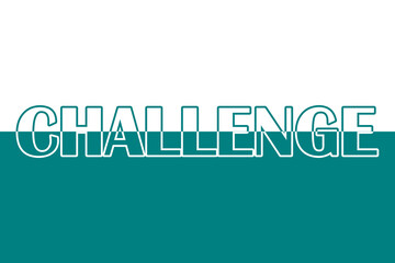 Challenge. Colorful typography banner with word. Text caption, art lettering, creative colorful font. Rubric concept. Minimalistic design.