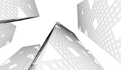 Fototapeta premium Architectural drawing vector 3d illustration