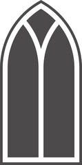 Gothic window outline. Silhouette of vintage stained glass church frame. Element of traditional european architecture.