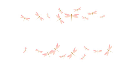 Tropical rosy pink dragonfly cartoon vector wallpaper. Spring ornate damselflies. Wild dragonfly cartoon kids illustration. Gentle wings insects graphic design. Garden creatures