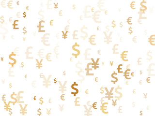 Euro dollar pound yen gold icons flying currency vector background. Payment pattern. Currency