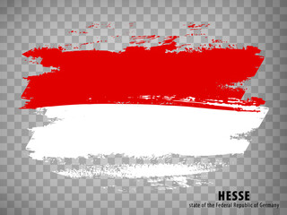 Flag of Hesse from brush strokes. Federal Republic of Germany.  Flag Free State of Hesse with title on transparent background for your web site design, app, UI.  Vector illustration. EPS10.