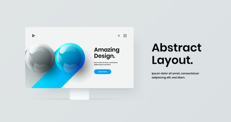Amazing display mockup web project concept. Unique landing page vector design illustration.