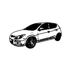 Naklejka premium black and white drawings sketches of cars with transparent backgrounds