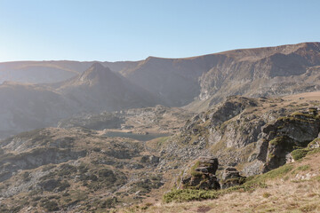 Seven Rila Lakes in Rila National Park in Bulgaria. A national park where you can do many hikes with views over stunning lakes. 