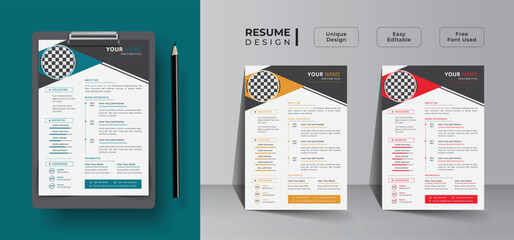 Creative and Modern resume template design with A4 letter layout, Minimalist resume or cv template with business Job, cover letters, and job applications