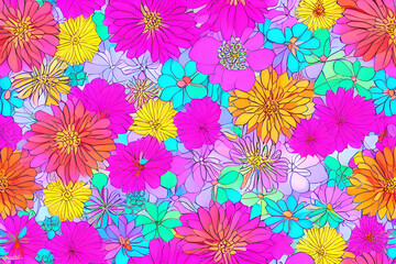 Fototapeta na wymiar Floral Wallpaper, Seamless Pattern