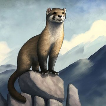 Aquarell Steinmarder, made by AI, k&uuml;nstliche Intelligenz 