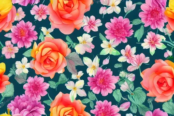 Gordijnen Floral Wallpaper, Seamless Pattern © Ethan