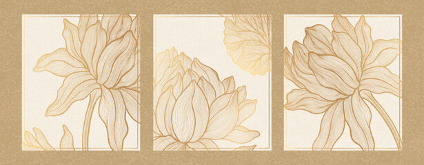 Lotus flower outline hnd drawn style. Asian national symbol plant. Vintage sketch design. © ArinaKram