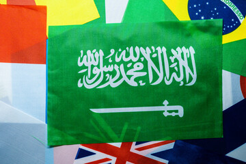 Fototapeta na wymiar Saudi arabia flag of the participating countries in the international championship tournament