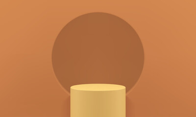 Beige 3d cylinder podium wall hole advertising space product premium presentation realistic vector