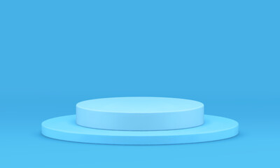 Blue 3d podium cylinder level platform foundation for retail merchandise product vector