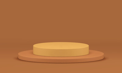 Brown 3d podium cylinder award arena for win contest celebration realistic vector illustration