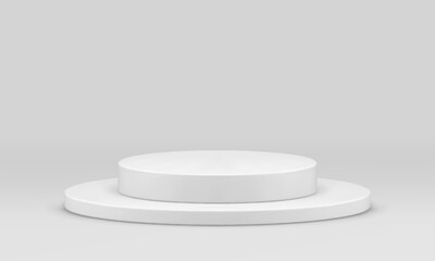 White 3d podium cylinder level stairs best award arena competition event celebration vector